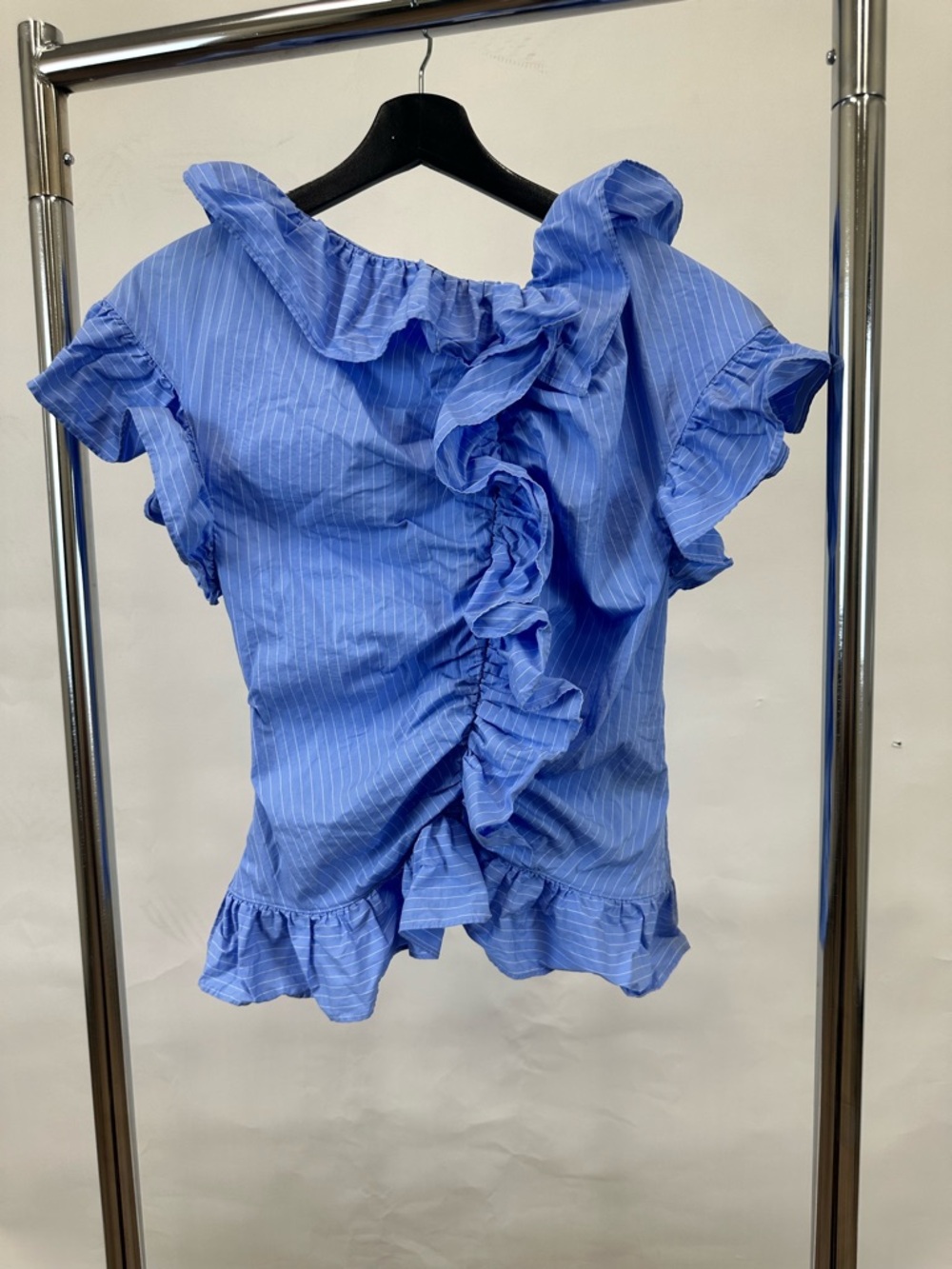 Aknvas Light Blue Ruffle Peplum Blouse - Picture 4 of 12